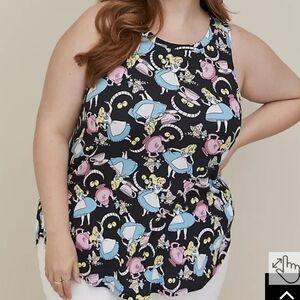 🆕️☕️ 2X DISNEY ALICE IN WONDERLAND HIGH NECK TANK - HERITAGE SLUB BLACK☕